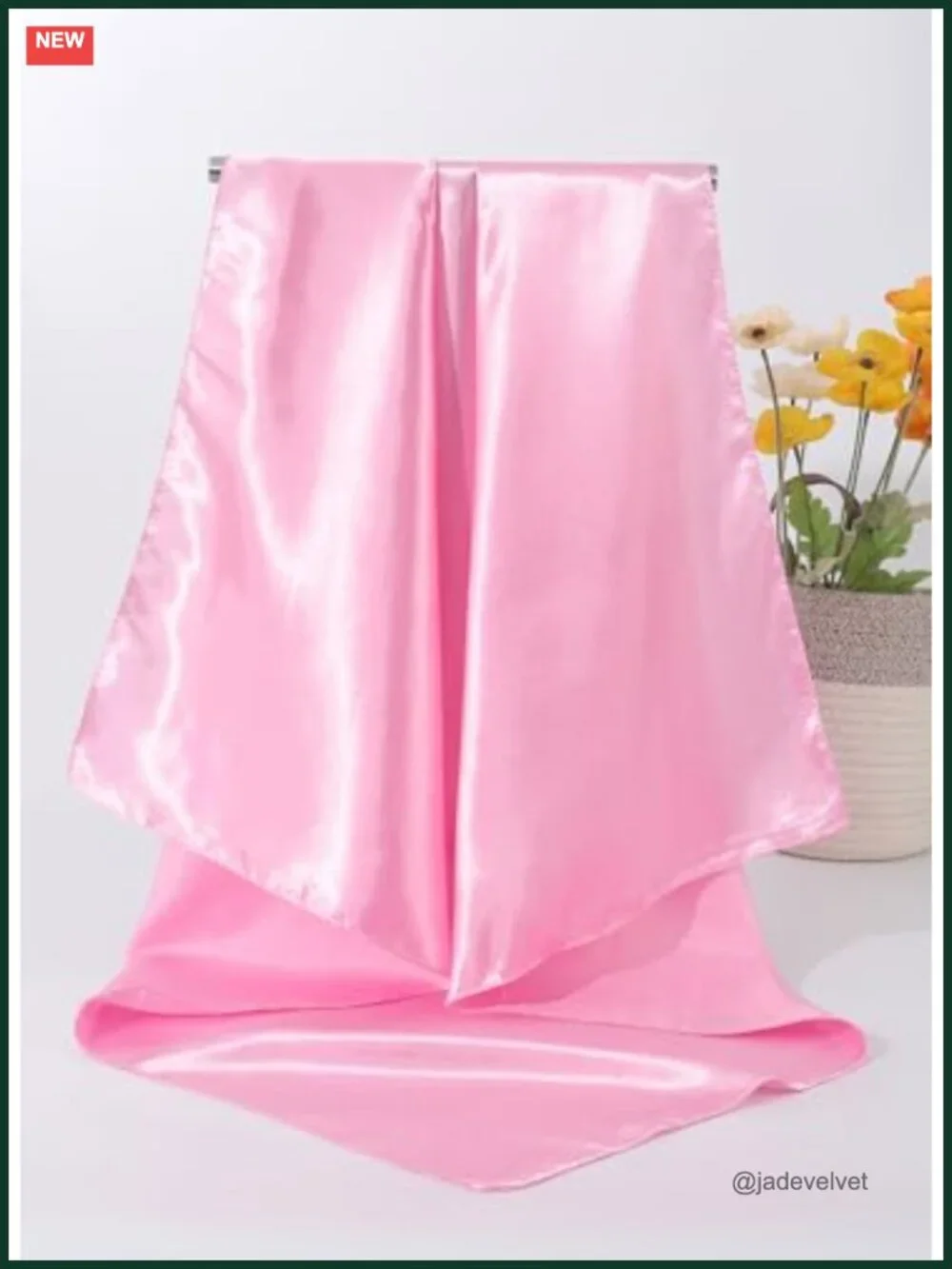 Large Square Satin Hair Scarf for Women 35x35 2Pcs Silk Like Bandanas Head Wraps